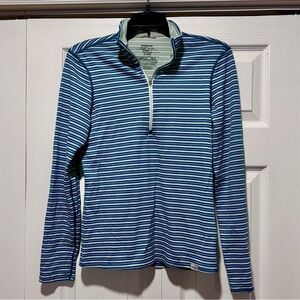 Patagonia Pullover Womens Medium Capilene 3 Midweight Blue Striped 1/4 Zip
